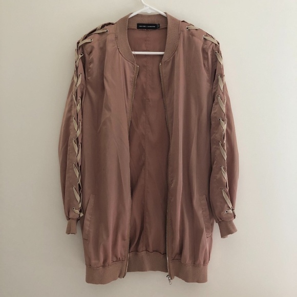Carli Bybel x Missguided Limited Edition Oversized Bomber Jacket Rose Gold Sz 6 - Picture 2 of 9